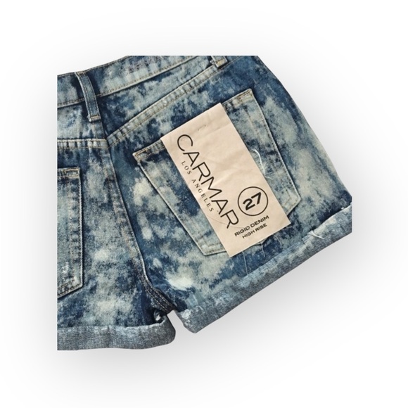 new LF Carmar ❉ Retro 80’s Acid Wash Denim High Waist Cuffed Festival Short ❉ 27 - Picture 9 of 16